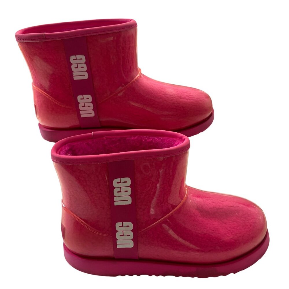 UGG Classic Clear Pink Mini Rain Waterproof Boot Womens Size 6 - Picture 2 of 16